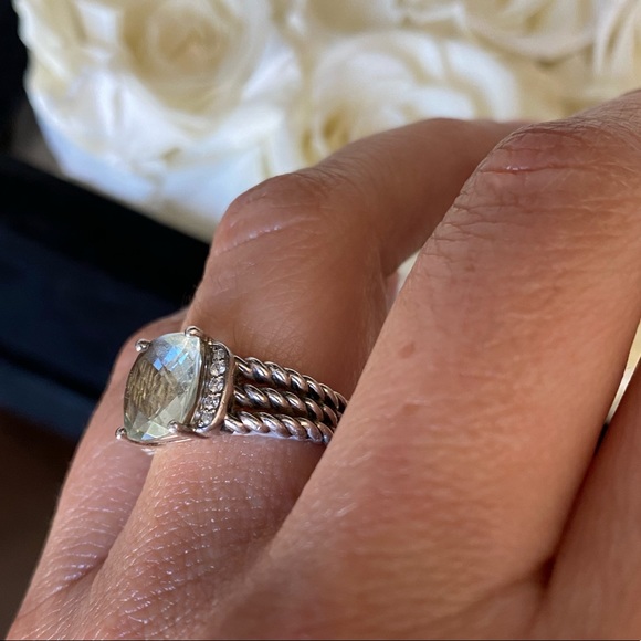 David Yurman ring/Petite Wheaton® Ring with Prasiolite and Pavé Diamonds - Picture 8 of 13